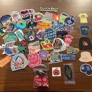 Dutch Bros Stickers - Lot of 75 From Years Of Collecting + Ornament & Keychain